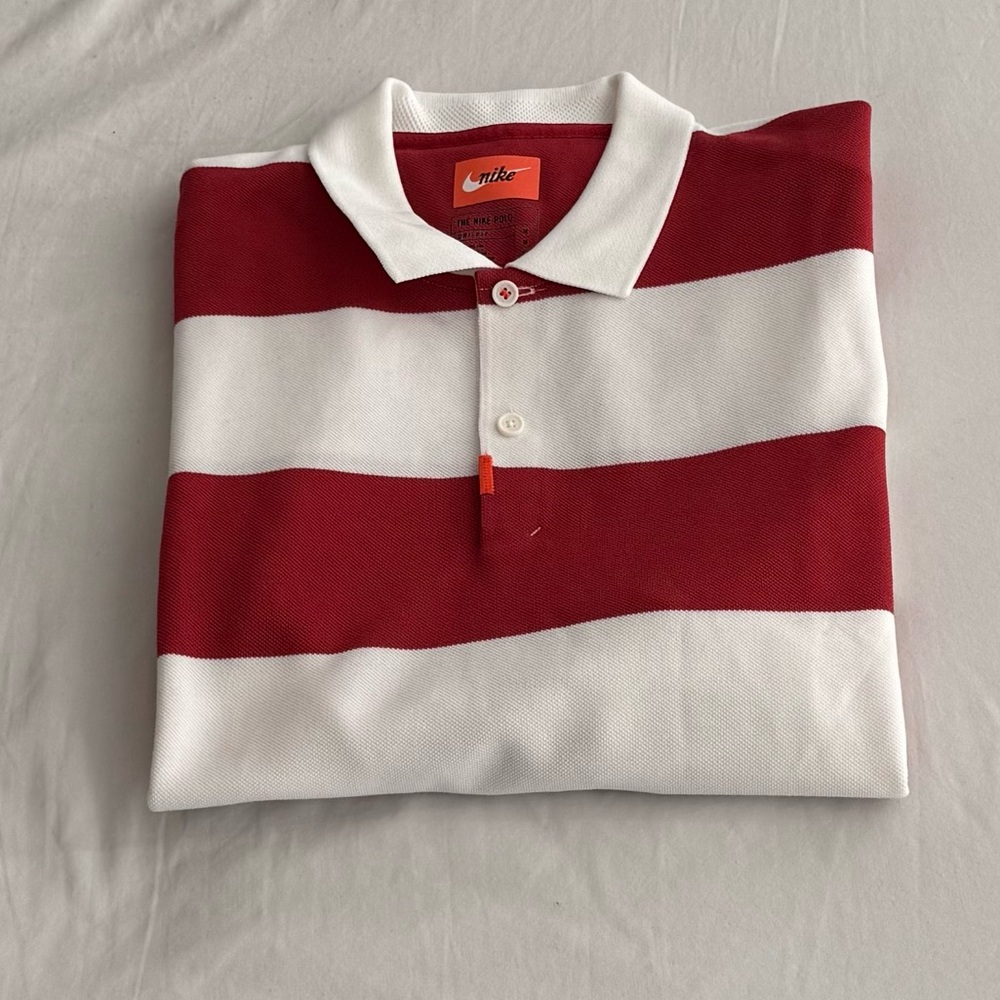 Men’s Nike SB Red and White Block Stripe Polo- Medium NWT